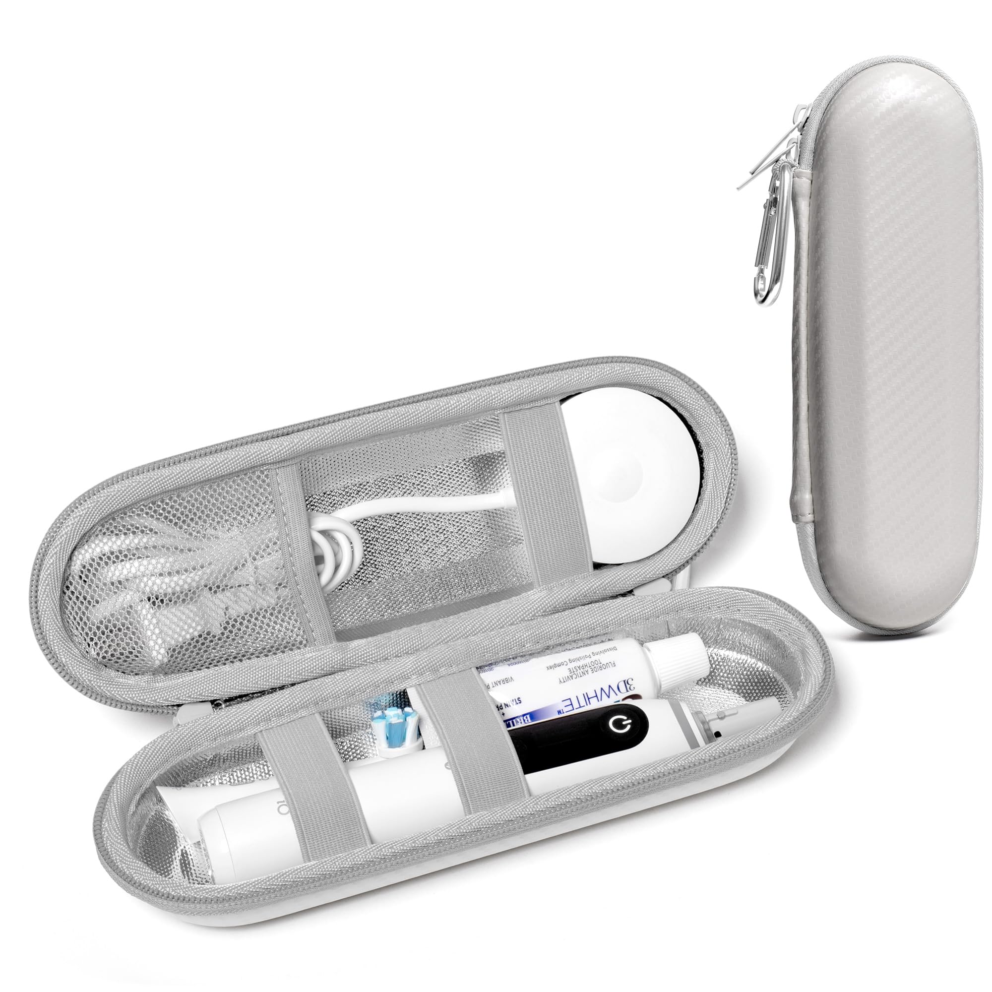 Nincha Hard Shell Electric Toothbrush Case - for Oral-B iO/Pro/Smart Series, for Philips Electric Toothbrush, Bigger Size Travel Case Fits All Powered Toothbrushes and Accessories White