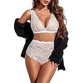Avidlove Sexy Lingerie for Women High Waist Bra and Panty Set Strappy Babydoll Bodysuit