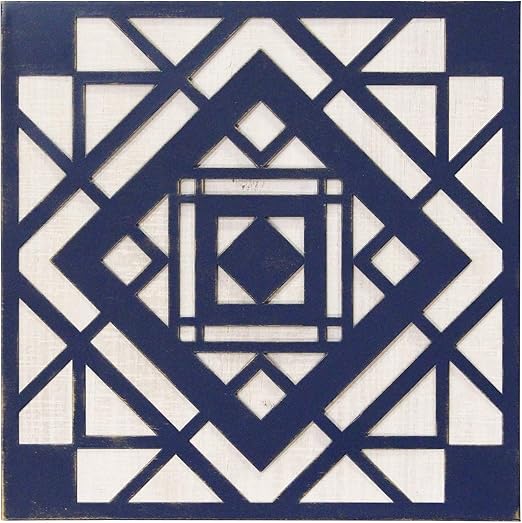 Amazon Com Stratton Home Decor Stratton Home Decor Aztec Metal And Wood Tile Wall Decor Blue White Home Kitchen