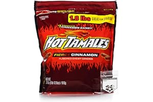Hot Tamales Cinnamon Chewy Candy Pack of 1 Big Bag - 1.8lb Each - Bulk Candy Bundle of Spicy Cinnamon Candy - Bundle with Ballard Products Resealable Pocket Bag
