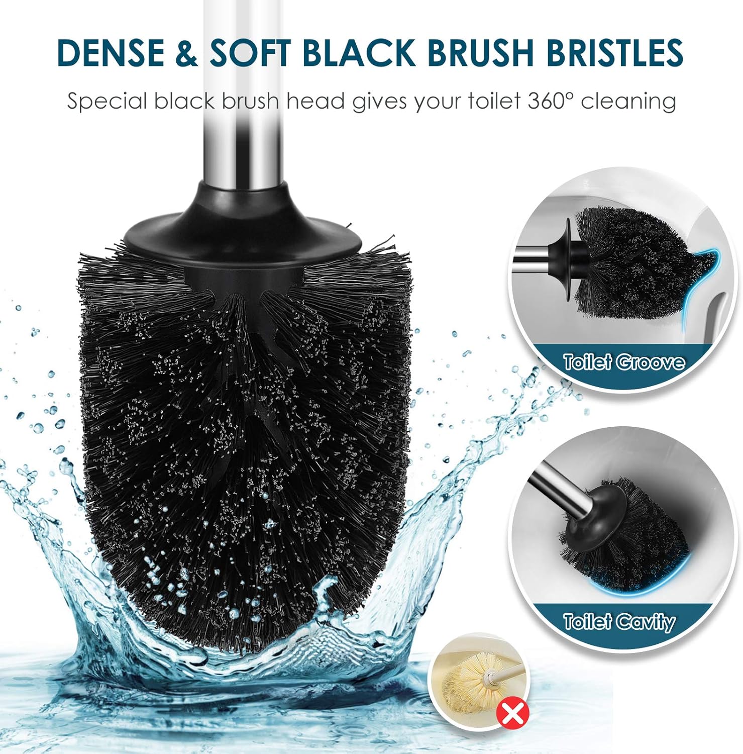 Homemaxs Toilet Plunger and Brush, [2021 Newest] 2 in 1 Toilet Plunger Set with Holder - Powerful Pump & Unique Water Storage Design, 304 Stainless Steel Plunger and Toilet Brush Combo for Bathroom: Kitchen & Dining