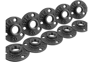 1/2" Floor Flange, Home TZH Malleable iron Pipe Fittings for Industrial vintage style, Flanges with Threaded Hole for DIY Project/Furniture/Shelving Decoration (10 Pack)