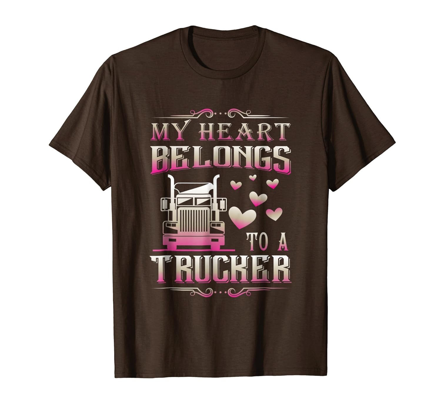 My Heart Belongs To A Trucker Truck Driver Wife Girlfriend T-anz