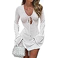 ANRABESS Womens Swimsuit Crochet Swim Cover Up Summer Bathing Suit Swimwear Hollow Out Mesh Knit Beach Dress Vacation Outfits