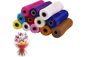 Generic Assorted Colors Deco Mesh Ribbons 12 Rolls, 10.2 In Wide Metallic Foil Poly Mesh, 29.5 Ft, Perfect For Wreaths And Pa