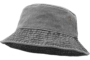 ULTRAKEY Bucket Hat, Wide Brim Washed Denim Cotton Outdoor Sun Hat Flat Top Cap for Fishing Hiking Beach Sports