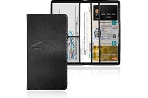 LSKASELUE Car Registration and Insurance Holder, Leather Vehicle Glove Box Document Organizer with Magnetic Closure, Car Pape