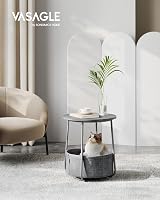 VASAGLE Round Side Table with Fabric Basket Dove Grey Slate Grey LET223G36 view 2