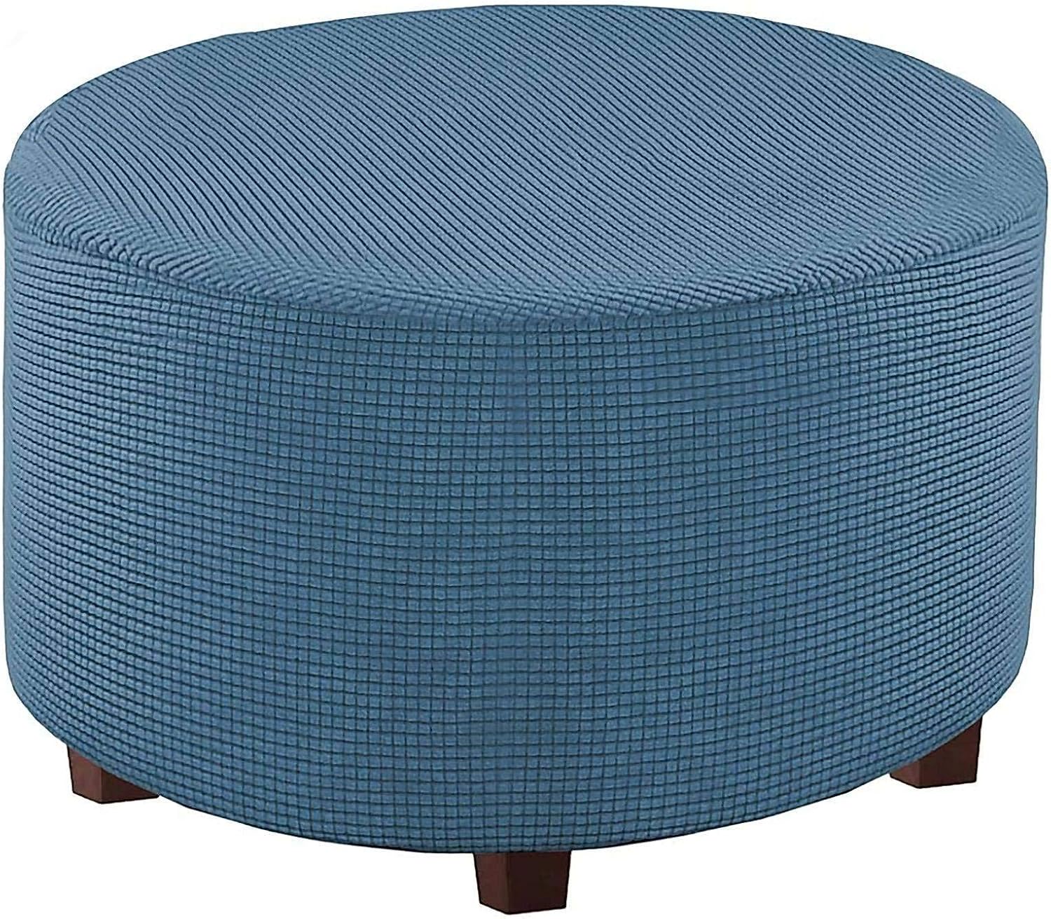 ELYSYSRL Redondo Funda Otomana Elástica,Jacquard Spandex Funda para