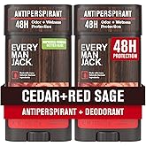 Every Man Jack Men’s Cedar + Red Sage Antiperspirant Deodorant – New & Improved Formula – 48-Hour Odor & Sweat Defense– 2.6 oz (2 Pack)