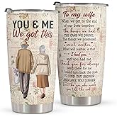 Macorner Gifts for Wife, Wife Gifts, Romatic Valentines day gifts for Her, Christmas gift for Old Couple, You & Me We Got This, Stainless Steel Tumbler 20oz I Love You Her, Anniversary Presents