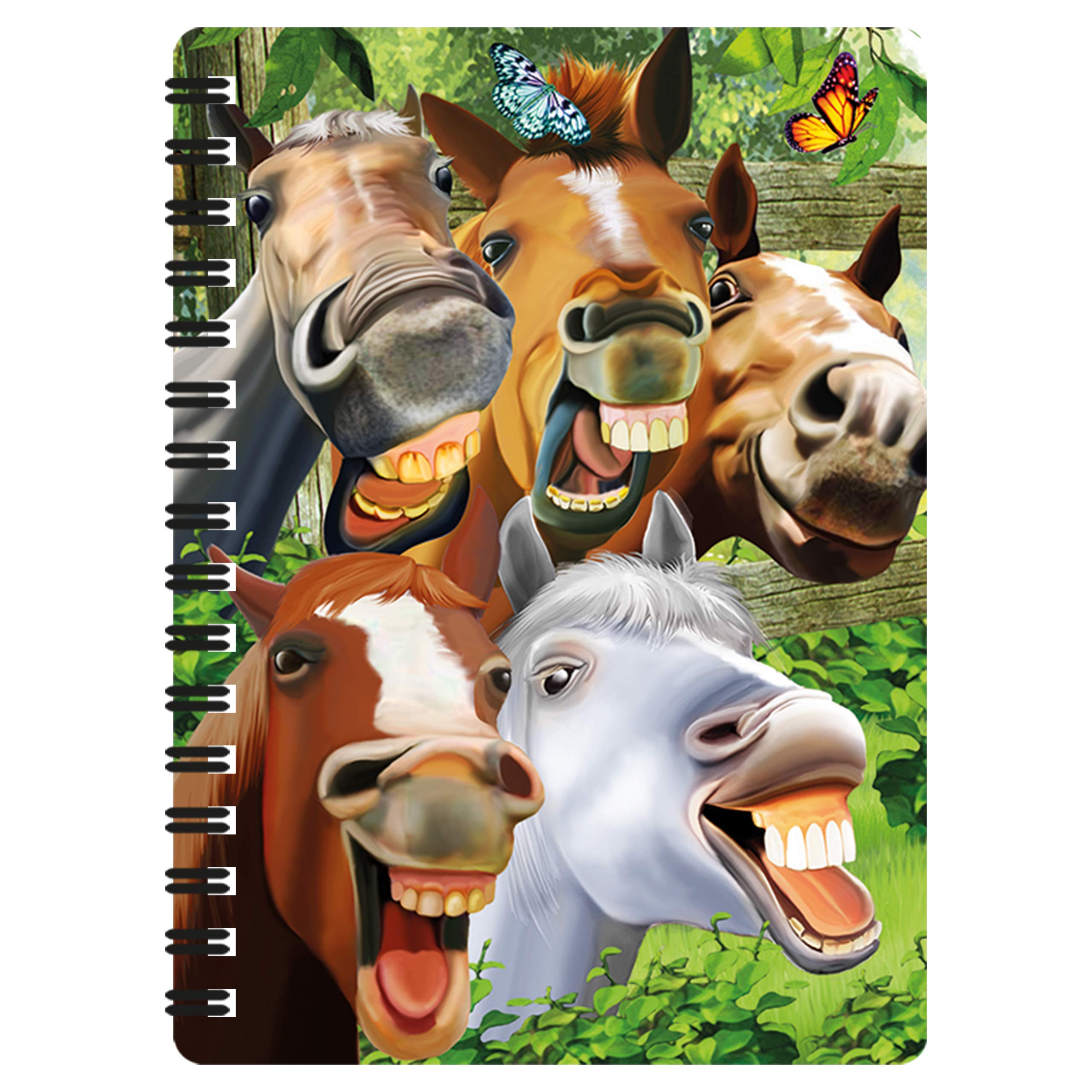 3D LiveLife Jotter - Horsing Around from Deluxebase. Lenticular 3D Horse A6 Spiral Notebook with plain recycled paper pages. Artwork licensed from renowned artist Michael Searle