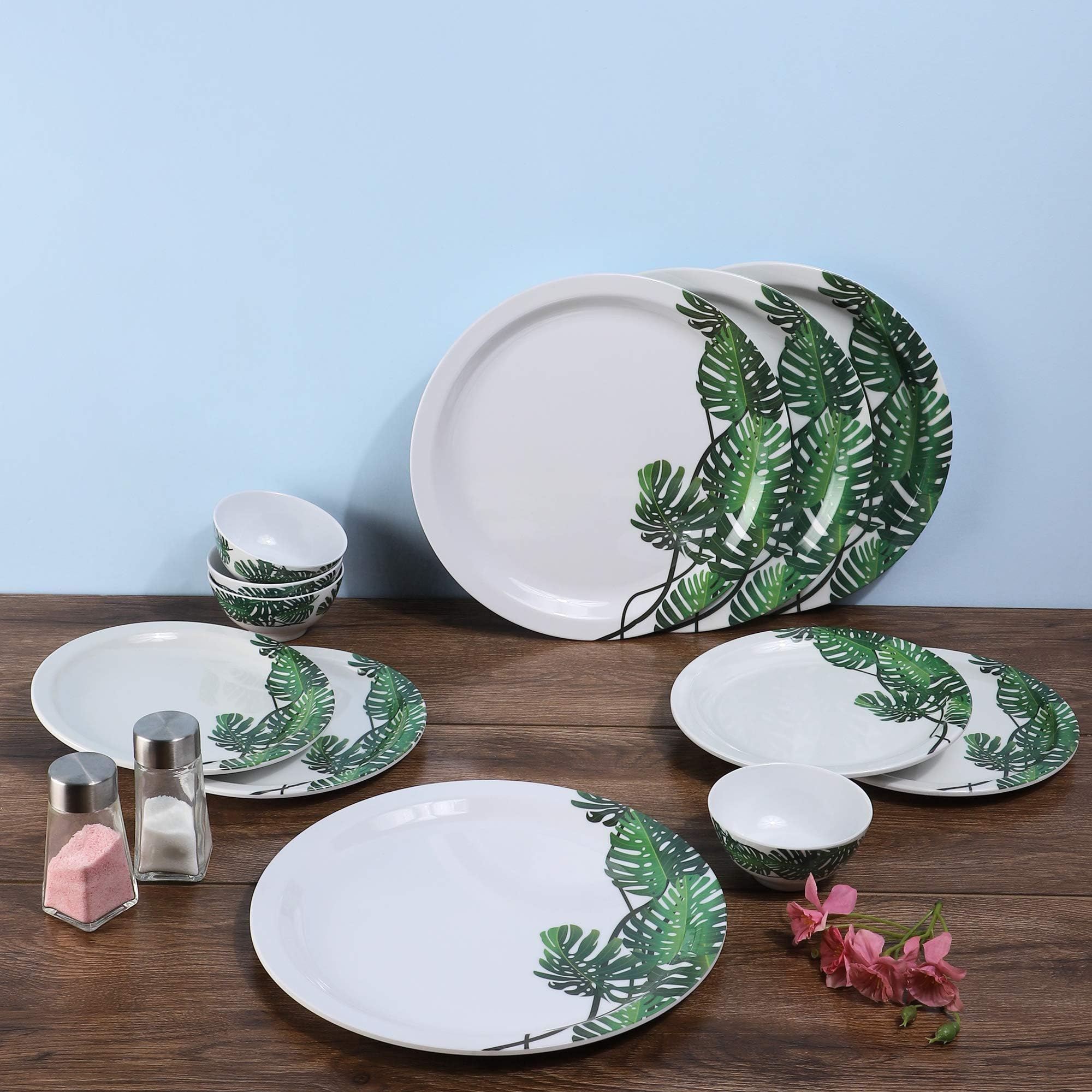 Iveo Fantastic Melamine Dinnerware Set, 12-Pieces, Ever Green