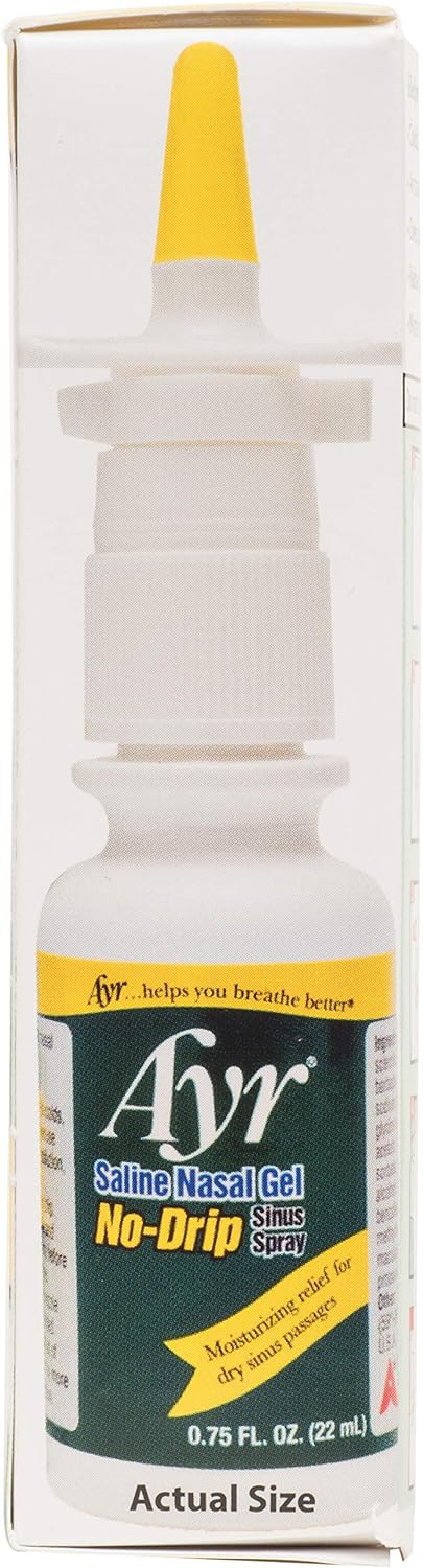 Ayr Saline Nasal Gel No-drip Sinus Spray With Soothing Aloe Vera, 0.75 Ounce Spray Bottle: Health & Personal Care