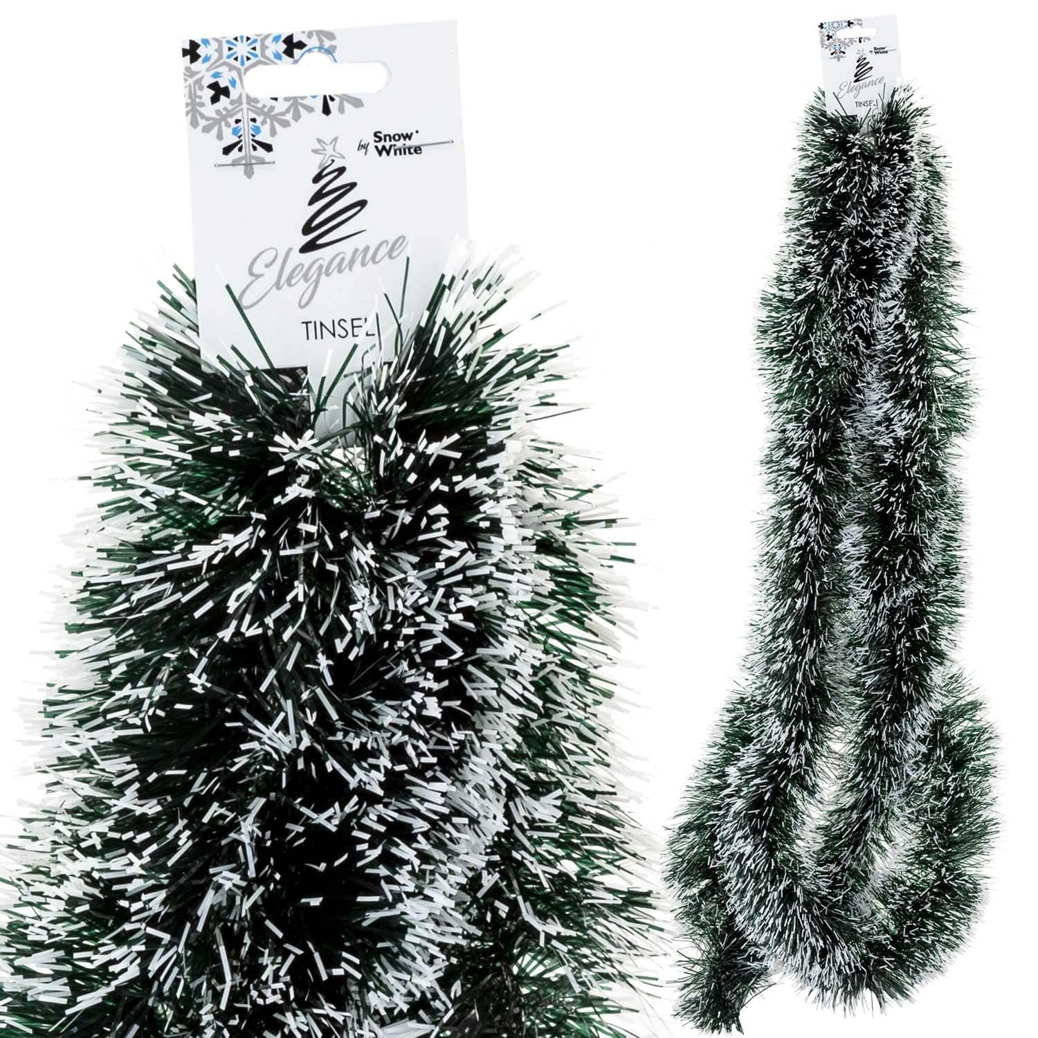 VFM - Tinsel Black Snow Tipped Tinsel for Christmas Trees, Christmas Decoration (3M X 10 cm)