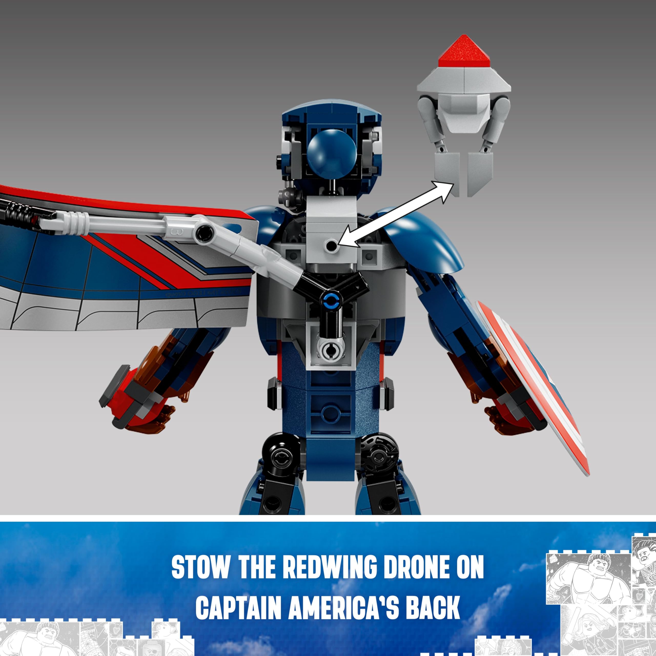 LEGO Marvel New Captain America Construction Figure - Buildable Action Figure - Birthday Gift for Boys and Girls Ages 8+ - Avengers Super Heroes Toy for Kids - 76296