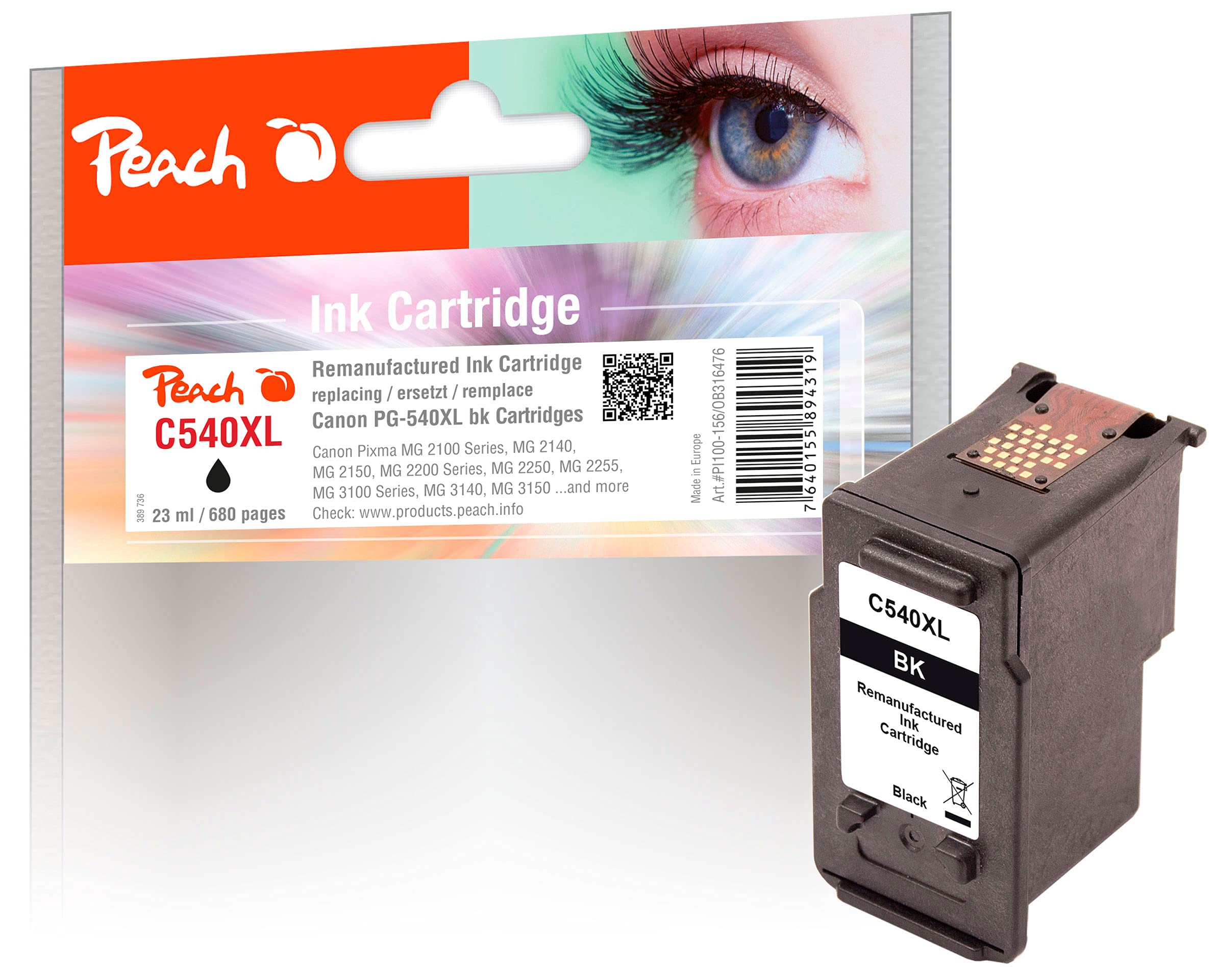 Peach PI100-156 Print Head Cartridge XL for Canon PG-540XL - Black