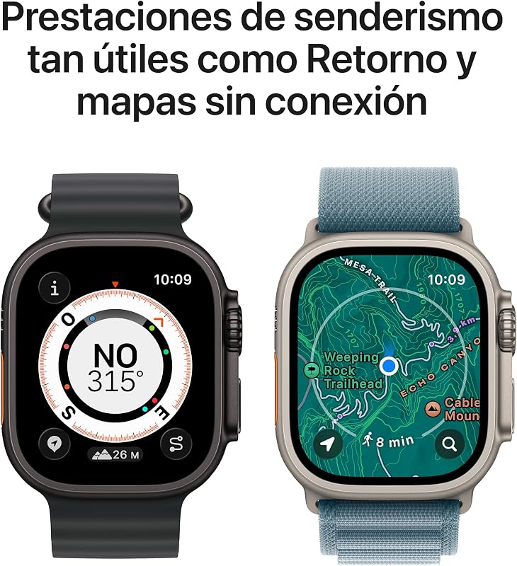 Watch Ultra 3 GPS + Cellular, Reloj prémium para Running y Multideporte con Caja de Titanio Resistente de 49 mm y Correa Loop Trail Negro/carbón - Talla M/L. Monitores avanzados de Salud