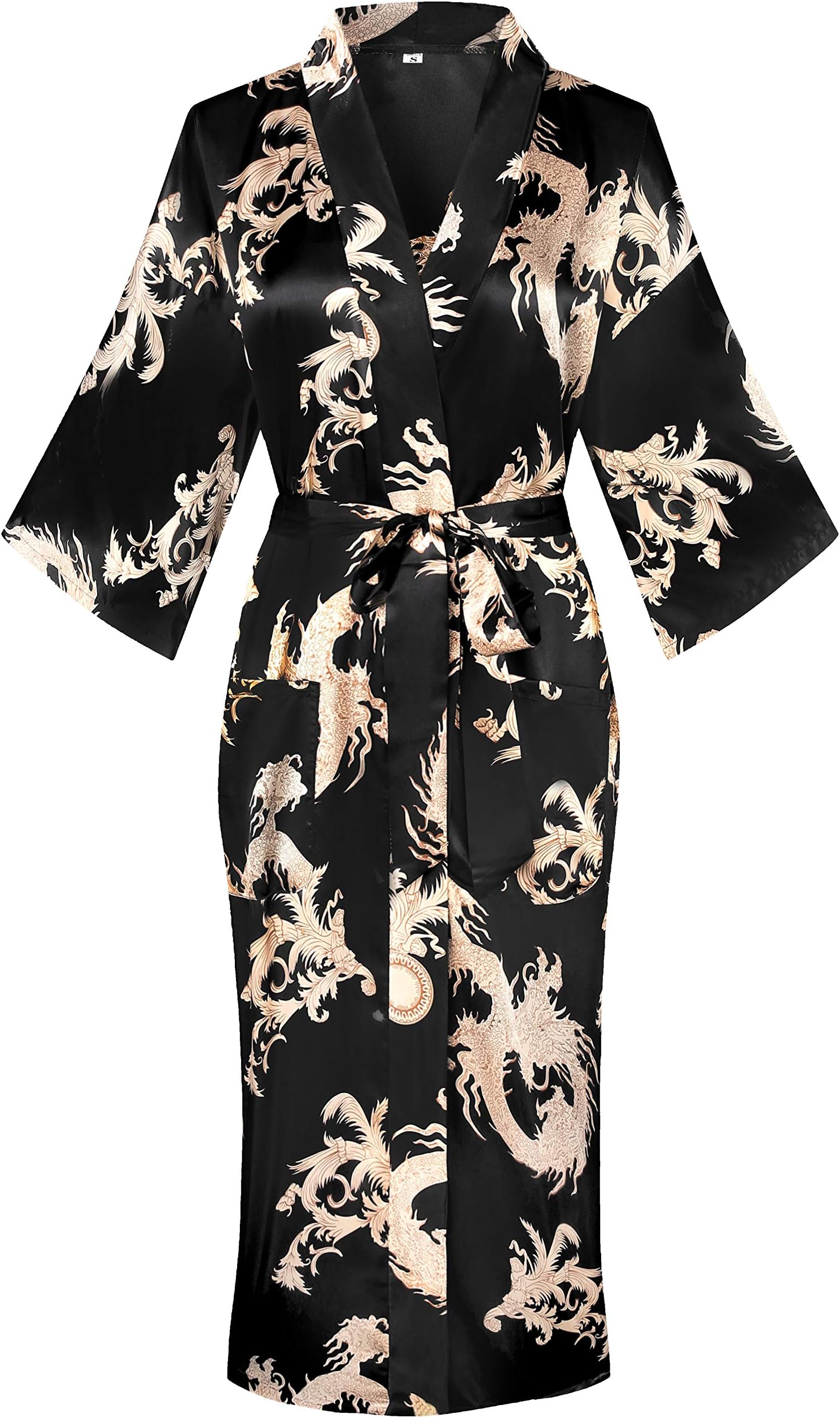 Floral Pattern Kimono Robe Long Bathrobe For Women