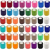 Enjamyo 120 Rolls Self Adhesive Bandage Wrap,2 Inch x 5 Yard Colorful Self Adherent Wrap,Athletic Elastic Sports Tape,Breathable Stretch Bandage Tape for Sports Wrist Ankle Sprains(30 Colors)