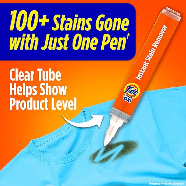 TIDE STAIN REMOVER FOR CLOTHES, TO GO PEN, INSTANT SPOT REMOVER FOR CLOTHES, TRAVEL & POCKET SIZE, 1 COUNT