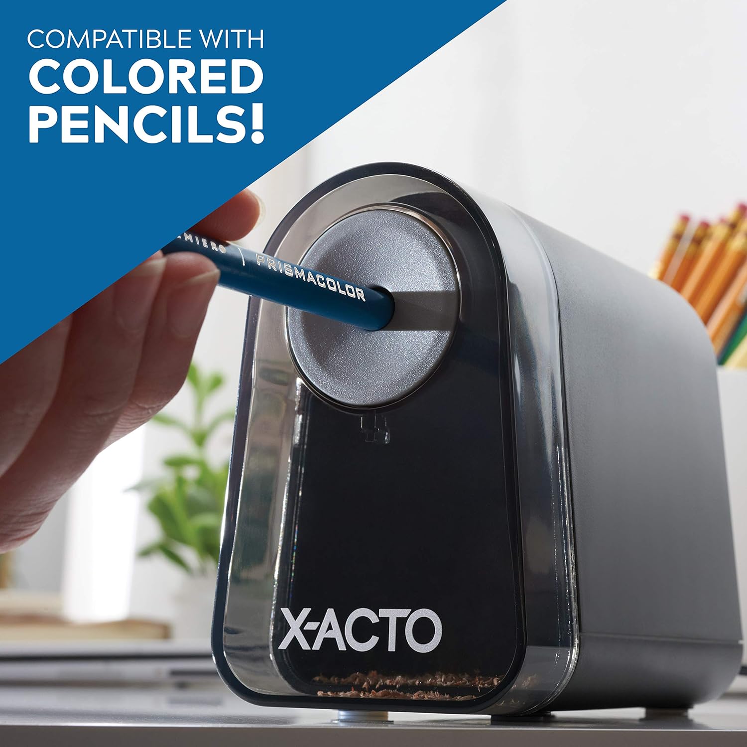 X-ACTO Pencil Sharpener | Mighty Mite Electric Pencil Sharpener, With Pencil Saver, SafeStart Motor, Black, 1 Count : Office Products