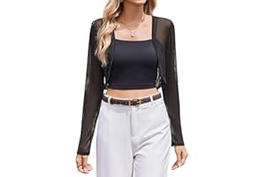 Avidlove Women Sheer Shrugs Long Sleeve Cropped Cardigan Open Front Bolero Shrug for Evening Dressy
