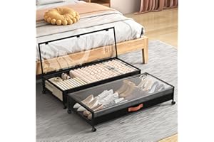 EASTHERRY Under Bed Storage Containers With Wheels 54L Large Underbed Shoes Blankets Clothes Toy Storage Drawers For College Dorms Bedrooms Nursery Rooms Organization… (Black 2 Pack, XXL(36"x16.6"x7.28"))