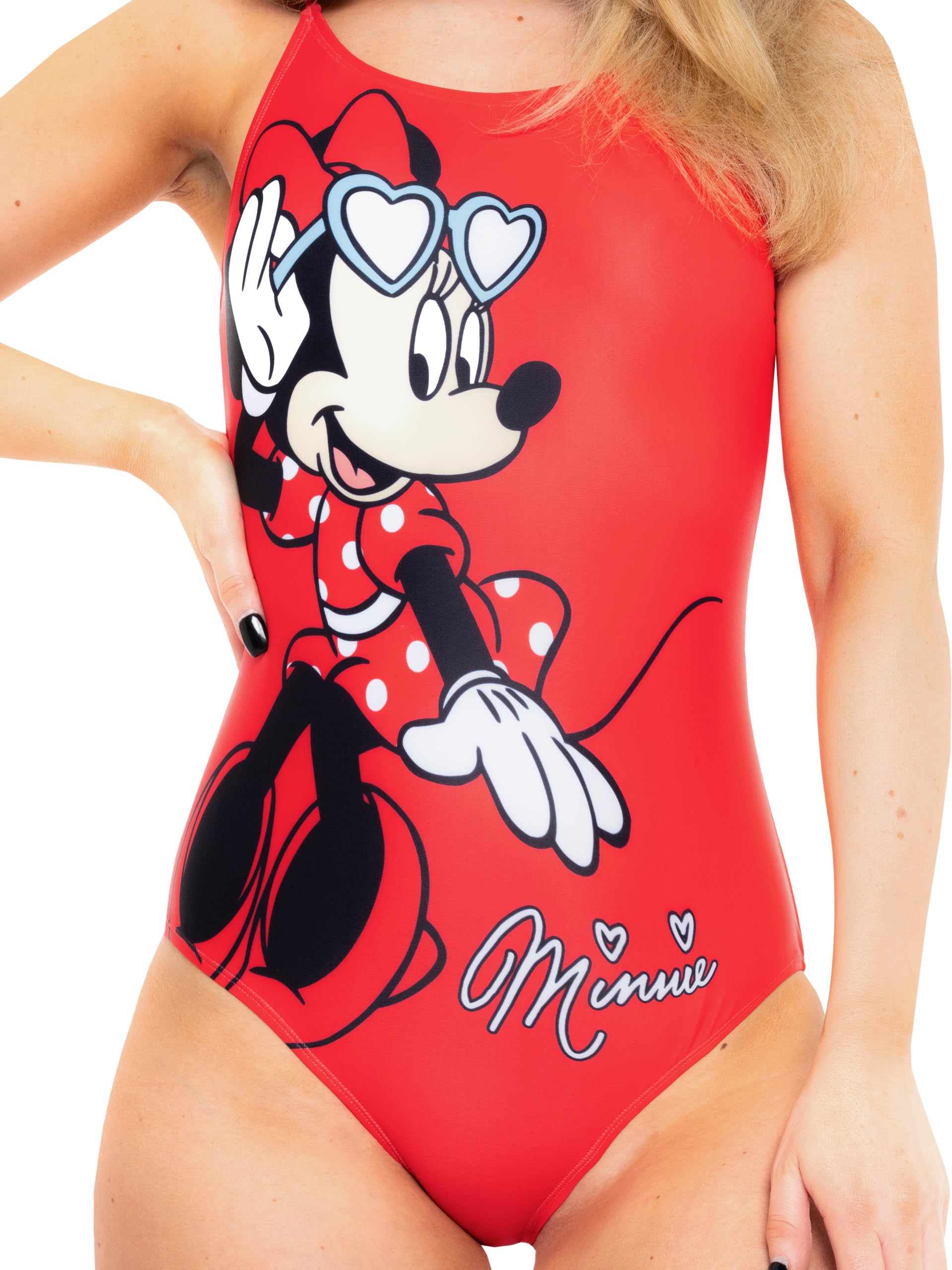 Photo 1 of Disney Womens Bathing Suit | Minnie Mouse Swimsuit for Summer | One Piece Womens Bathing Suit | Red M