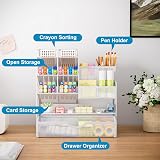 Marbrasse Mesh Desk Organiser Multifunctional Pen Holder White 26x23x10 cm view 2