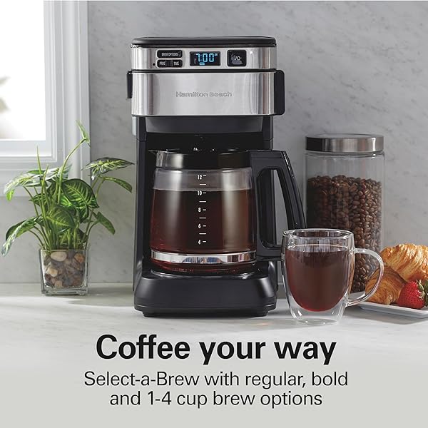 HAMILTON BEACH 12 CUP PROGRAMMABLE COFFEE MAKER, FRONTFILL DRIP COFFEE MAKER