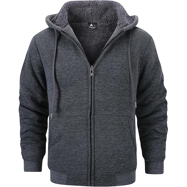 Amazon.com: ZITY Men's Zip Up Hoodie Sherpa Lined Heavyweight
