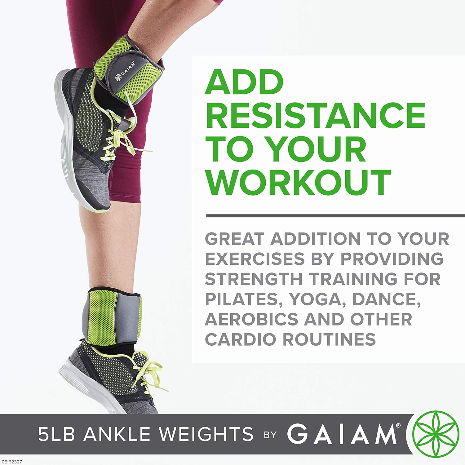 Gaiam Ankle Weights Strength Training Weight Sets For Women & Men With Adjustable Straps - Walking, Running, Pilates, Yoga, Dance, Aerobics, Cardio Exercises (5Lb Set - Two 2.5Lb Weights): Sports & Outdoors