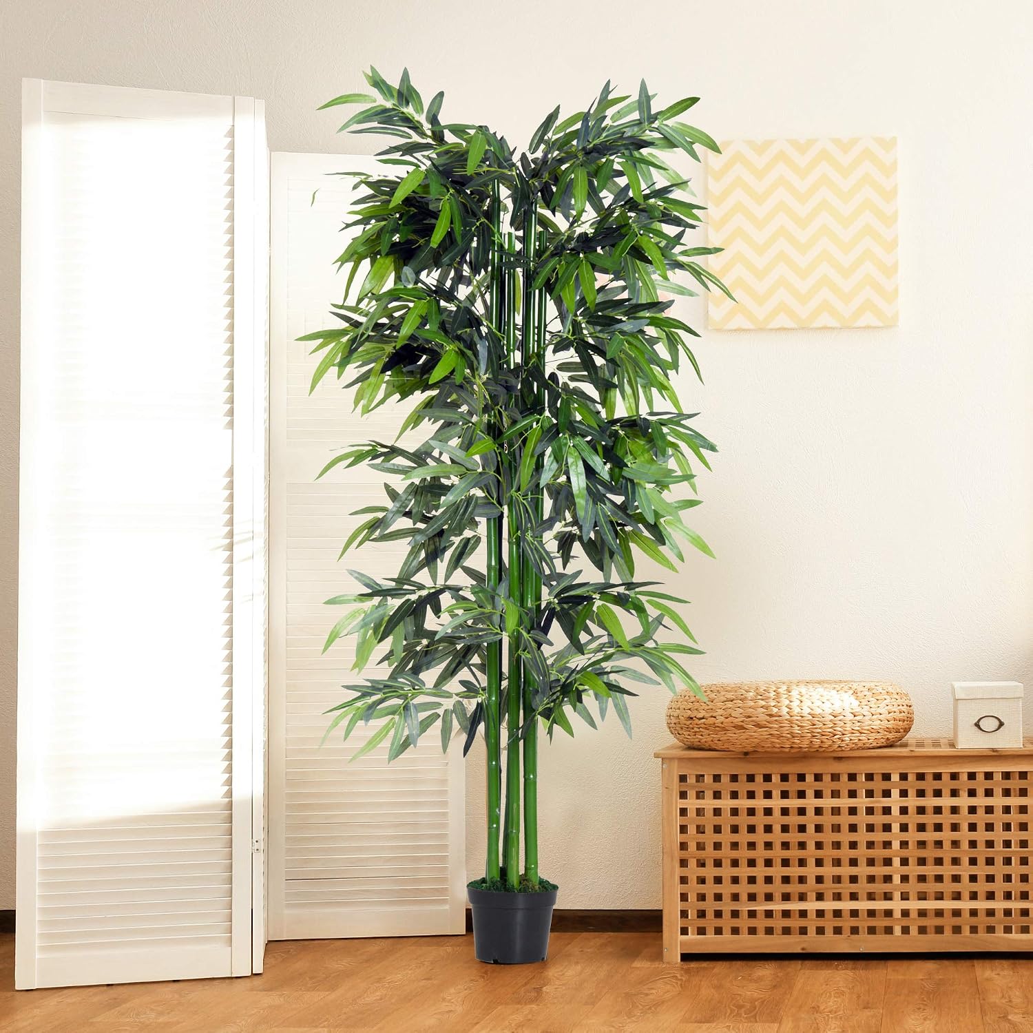 Outsunny Bambú Artificial 180cm con Cañas Naturales Árbol Planta ...