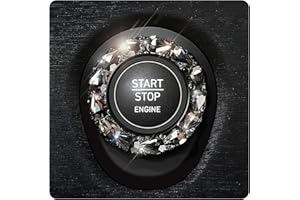 Blinglife Car Engine Start Stop Button Cover, Shiny Crystal Rhinestone Cover Protection Ring,Black Bling Accessories, Accessories for Wowen (Black gem), outer ring 1.65inch inner 1.25inch