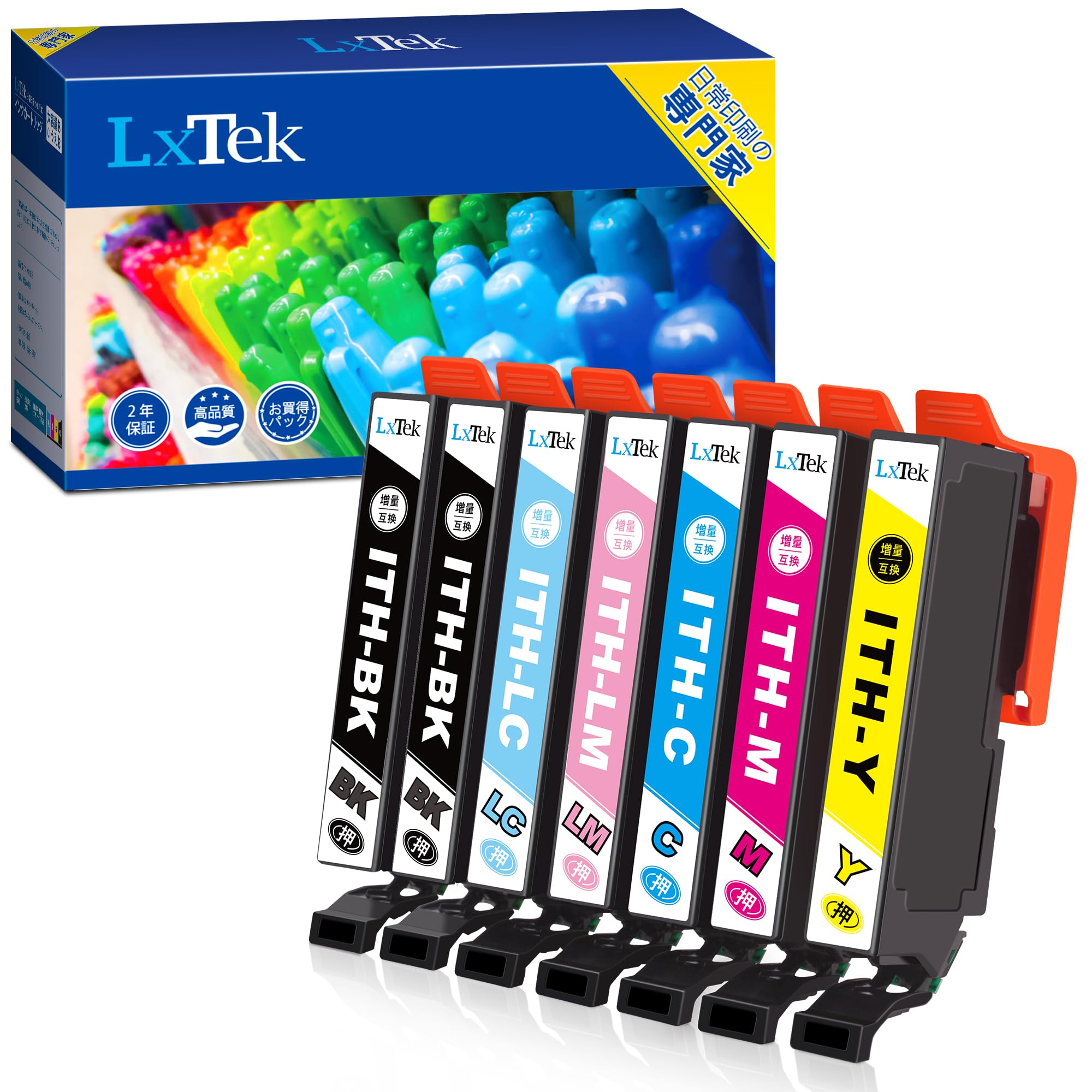 LxTek ITH-6CL 互換インクカートリッジ エプソン(Epson)用 ITH イチョウ インク 6色セット+黒1本(合計7本) 大容量 説明書付 EP-811AB EP-811AW EP-709A EP-710A EP-711A EP-810AB EP-810AW商品画像