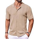 COOFANDY Men Casual Button Down Shirts Short Sleeve Summer Beach Shirt Fashion Camp Tops