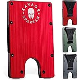 SAVAGE SPARTAN Tactical Wallet | Slim Minimalist RFID Blocking Aluminum Metal Credit Card Holder with Money Clip for Men (Red)