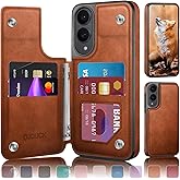 DJDUCK Designed for Samsung Galaxy S25 Edge Case Wallet with Card Holder, [Magnetic Clasp Cover] [RFID Blocking Leather Protection] Shockproof Women Men Cases for Samsung S25 Edge Light Brown