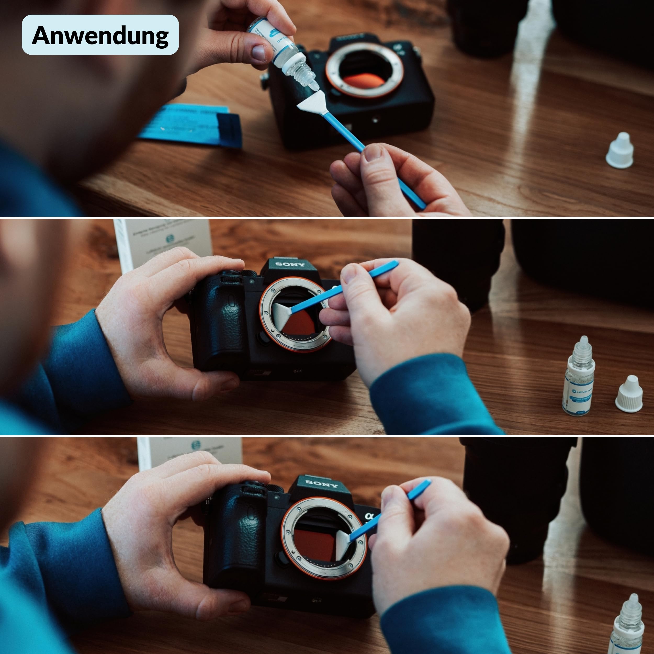 Lens-Aid Sensor Reinigungsset APS-C Kameras | Cleaning Kit mit 12x 16mm Swabs & Flüssig-Reiniger | Kompatibel mit Canon Sony Nikon Fujifilm Kamera 6