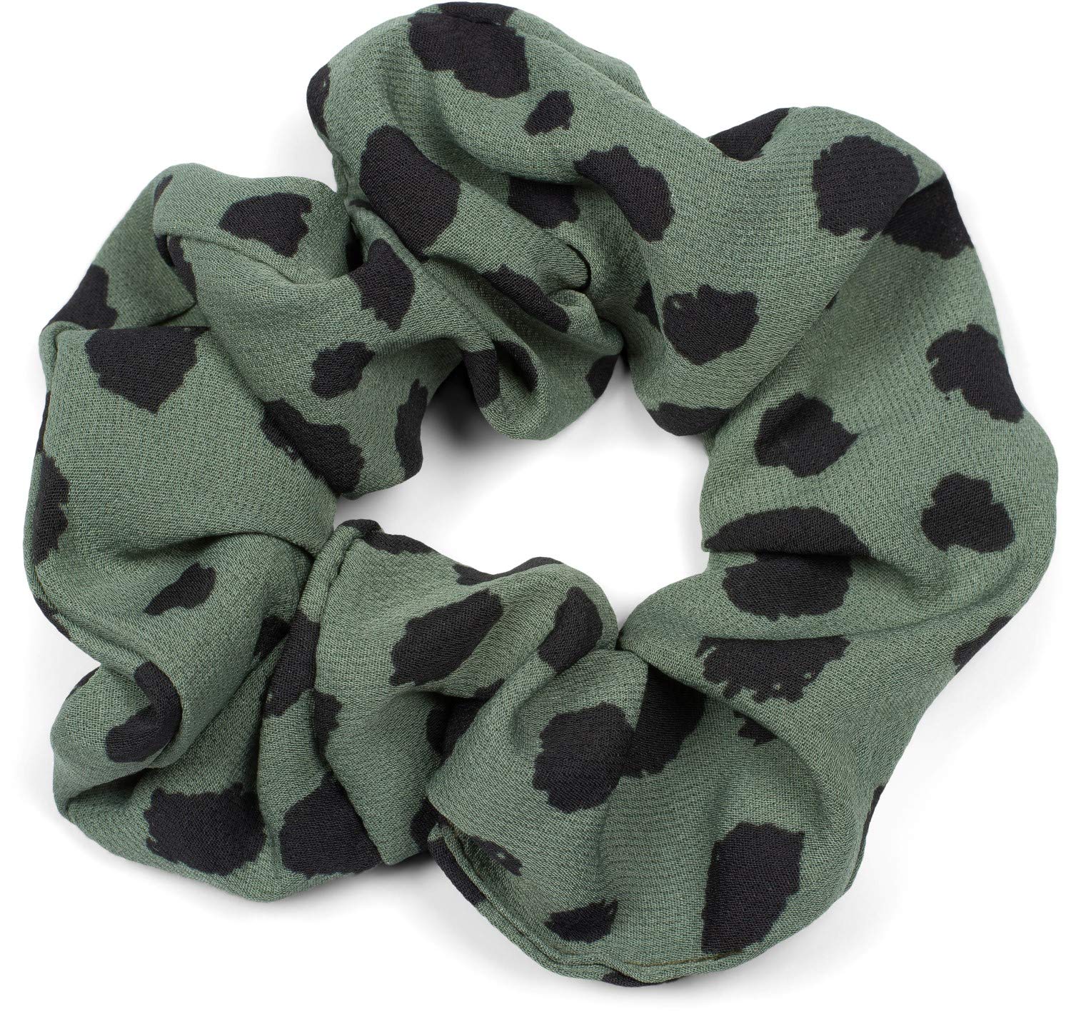 styleBREAKER Women XXL Hair tie with dalmatian dots pattern in animal print style, elastic, scrunchie, plait rubber 04027033, color:Green
