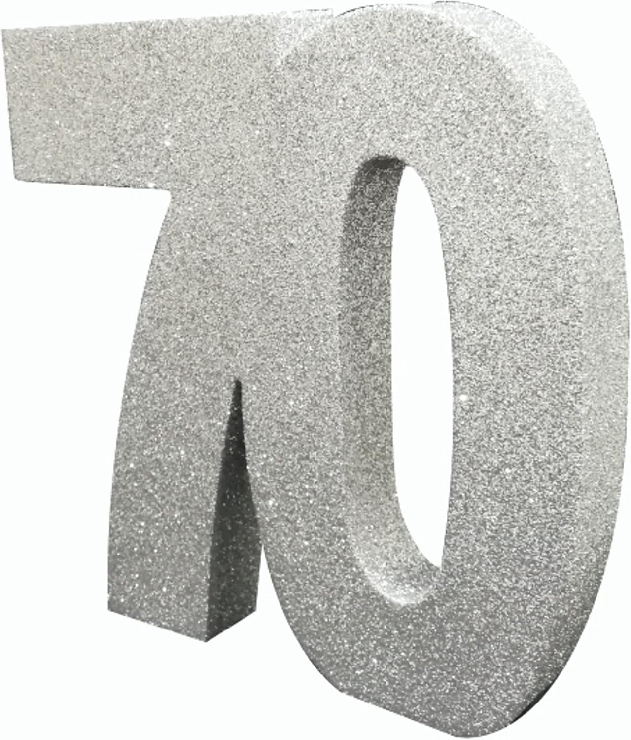 Number 70 Glitter Table Decoration Silver, 20cm