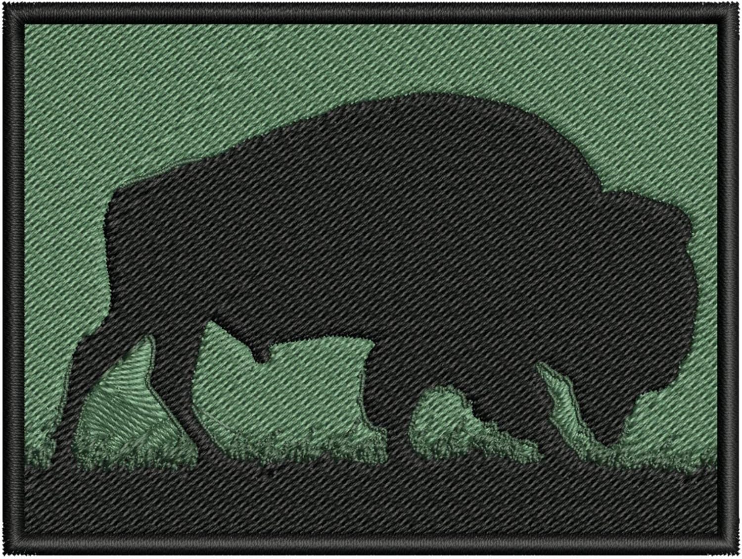 Mixed Media - Buffalo American Bison Embroidery Patch Embroidered Iron-on/Sew-on Decorative Applique Clothing Vest Jacket Premium Stitching Nature Wild Animal Badge Travel Souvenir National Parks