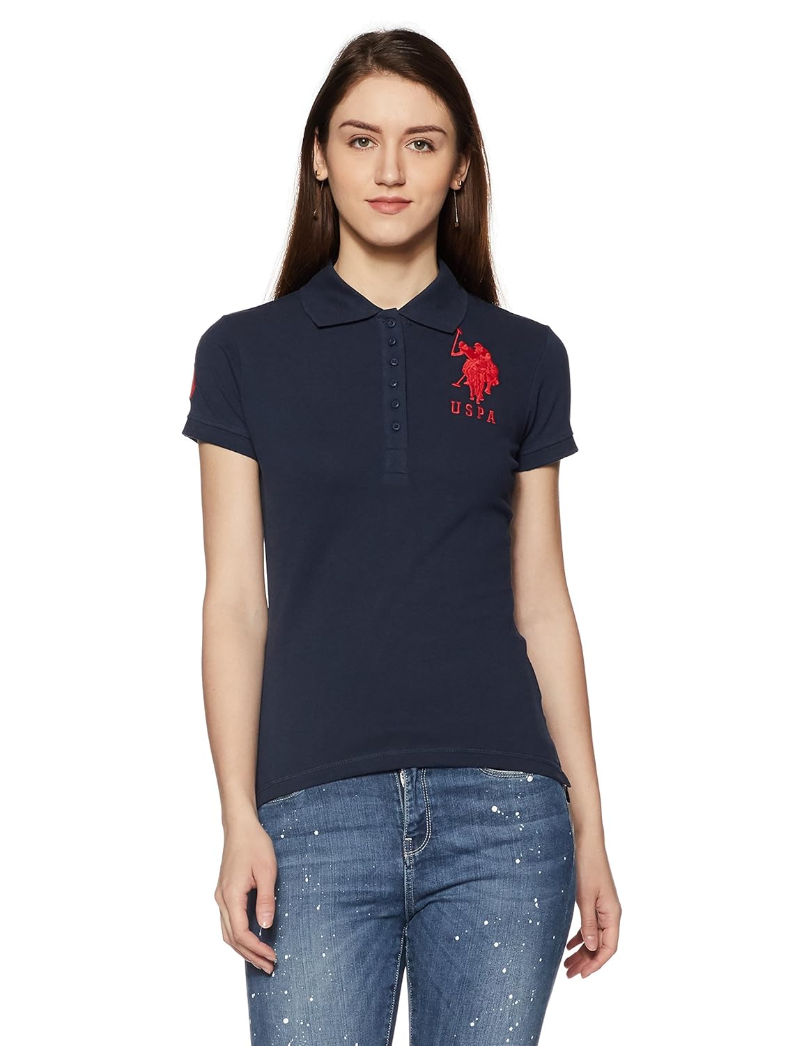 us polo association us polo women's band collar t-shirt