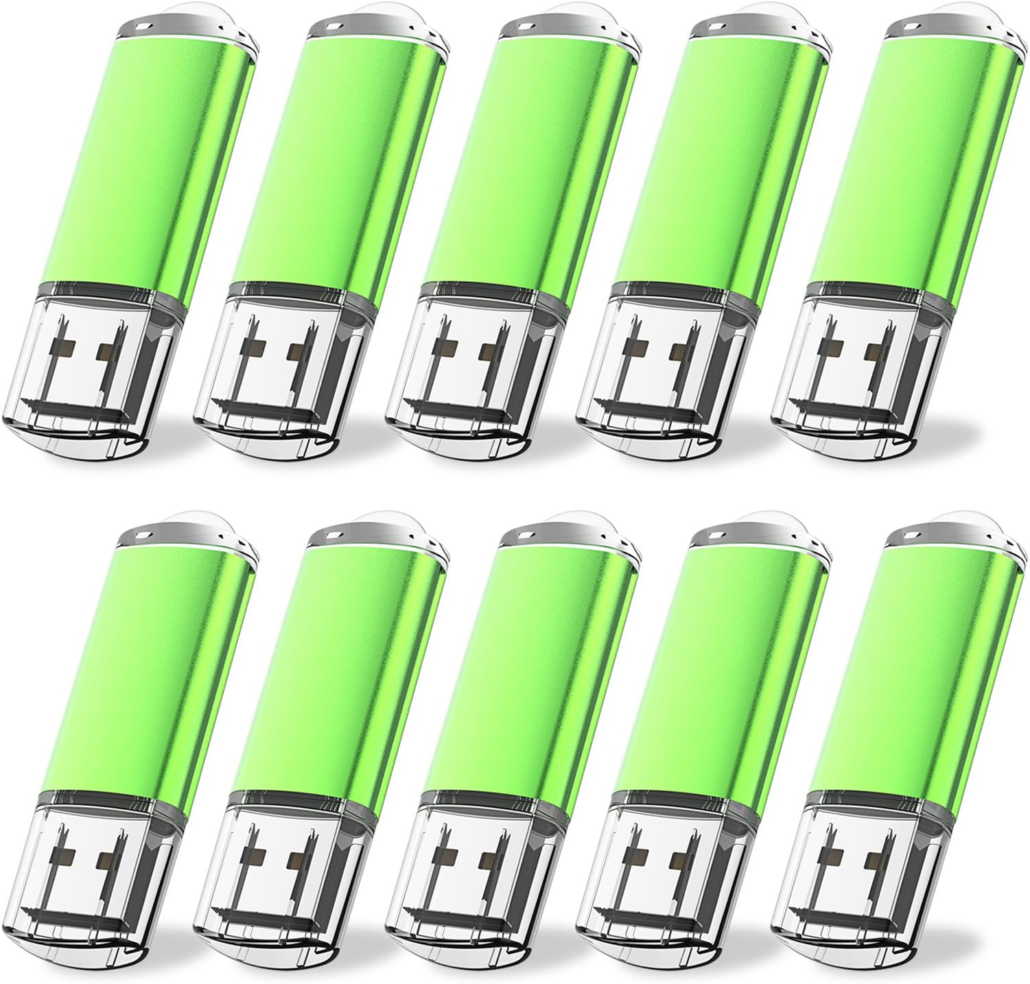 JUANWE 10 Pack 16GB USB Flash Drive USB 2.0 Thumb Drives Jump Drive Memory Stick Pen - Green