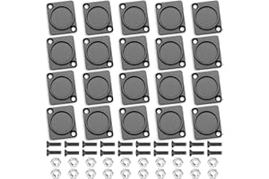 Terixe 20 Pack Panel-Mount Blank Plate - D-Series Zinc Alloy Rack Mount Plate for Chassis Connectors and XLR Connectors, with Installation Screw and Nut