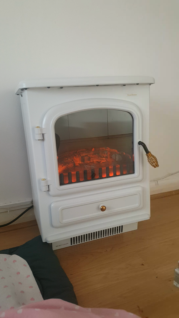 VonHaus Electric Fireplace Stove Heater with Flame Effect White, 1850W