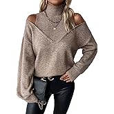 SISKIN Off Shoulder Sweater for Women Sexy V Neck Slouchy Womens Fall Oversized Sweater Cut Out Long Sleeve Knit Pullover