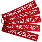 AIXEPA 5x Remove Before Flight Red/White Key Chain 5.5" x 1" by (5 Pack)