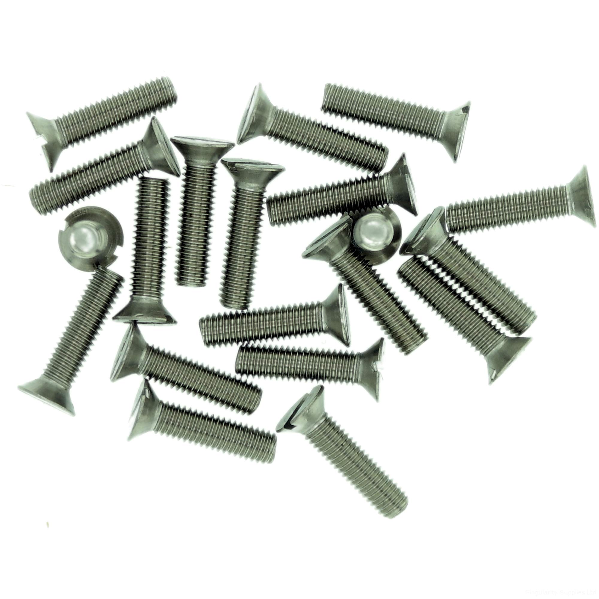 M1.2 (1.2mm x 3mm) Slot Countersunk Machine Screw (Bolt) - Stainless Steel (A2) (Pack of 20)